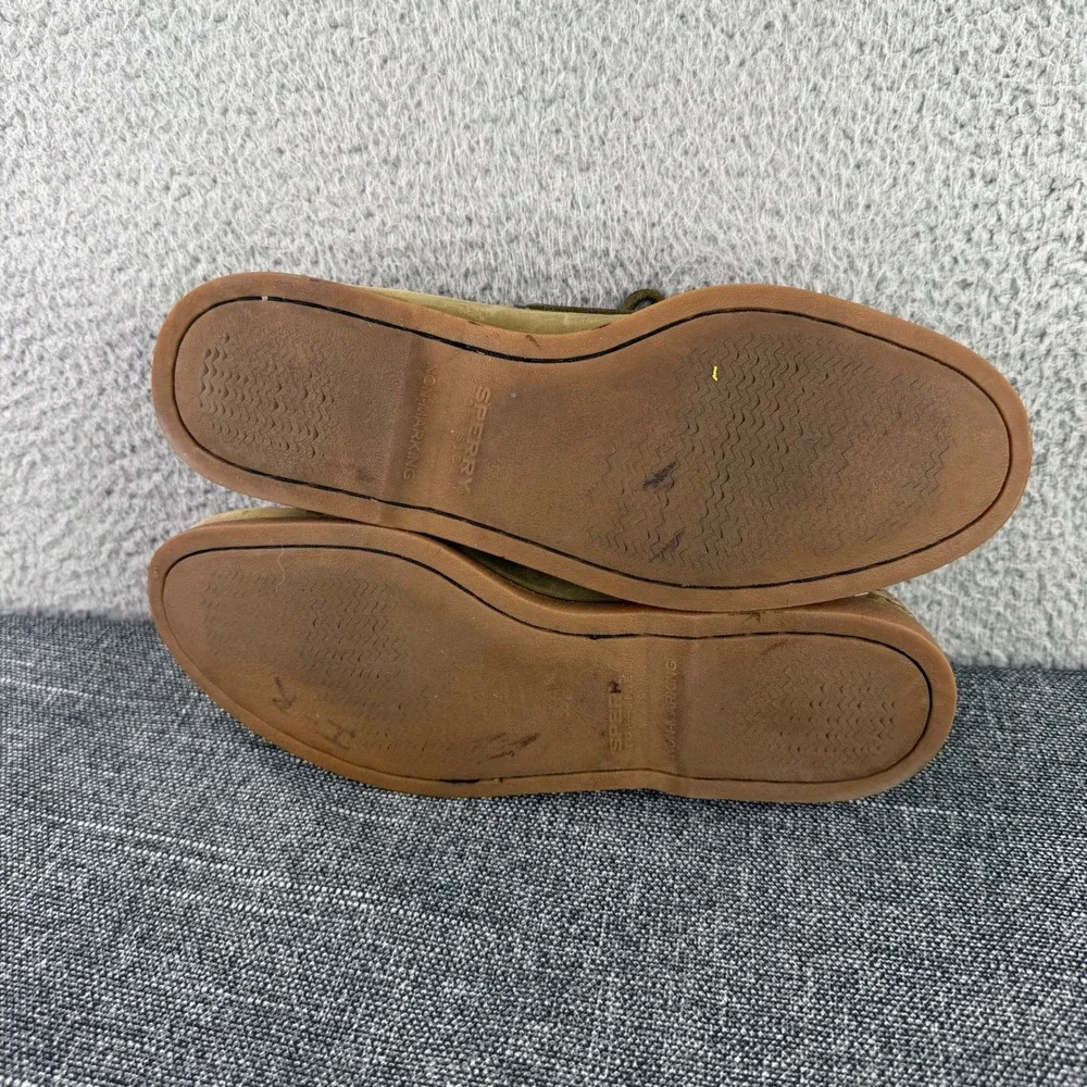Sperry Gold Cup Boat Shoe Mens 10 Olive Tan Nubuck Leather Lambskin Lined 2-Eye